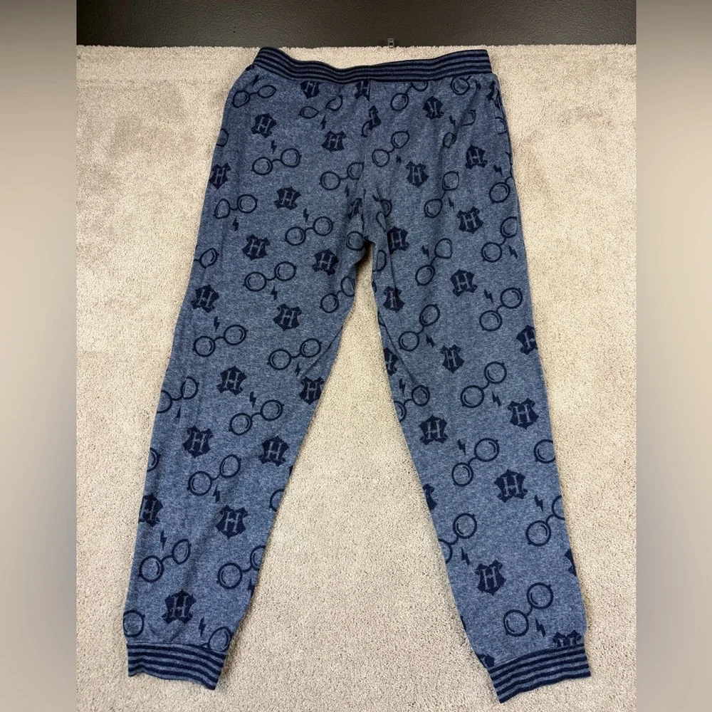 Harry Potter Wizarding World Pajama Set Womens Sz Med‎ Blue Logo Pant Lounge Set